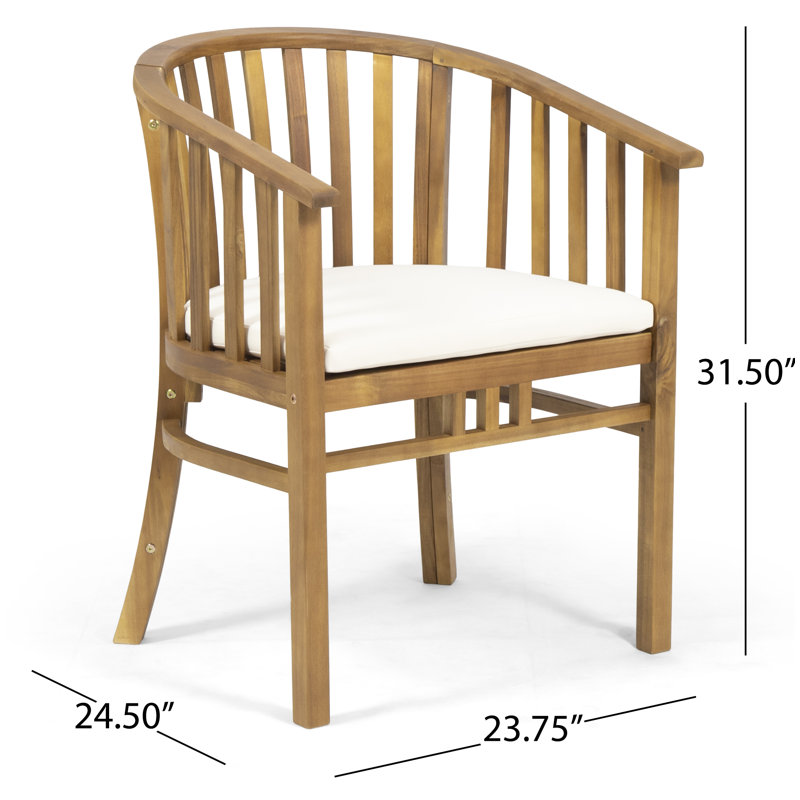 Rosecliff Heights Acacia Patio Dining Armchair with Cushion & Reviews